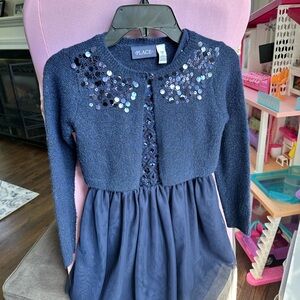 The Children's Place Blue Formal Dress with Embellished Neckline